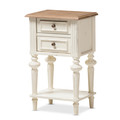 Baxton Studio Marquetterie Oak and White Finishing 2-Drawer and 1-Shelf Nightstand 133-7192